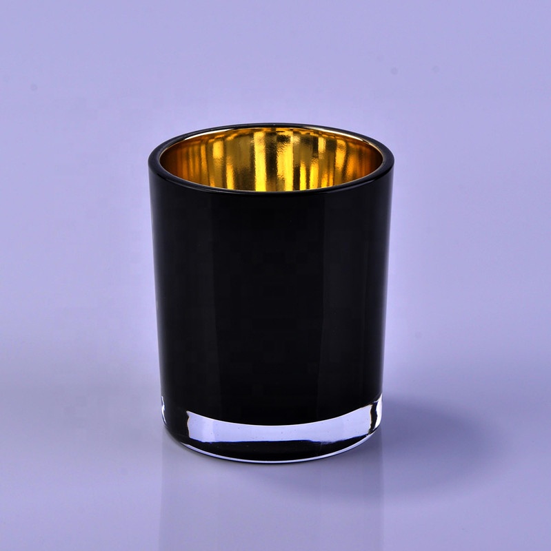 Luxury Inside Black and Gold Plating Glass Candle Jars