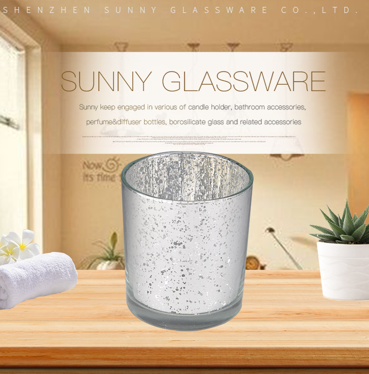 accept custom order fashion mercury crystal glass candle jar