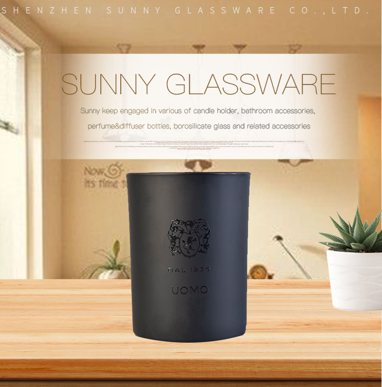 home goods luxurious heat resistan matte black glass candle jar holder