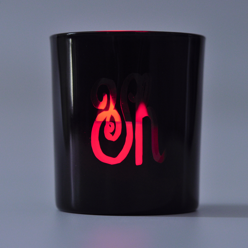 Black Glass Candle Holder
