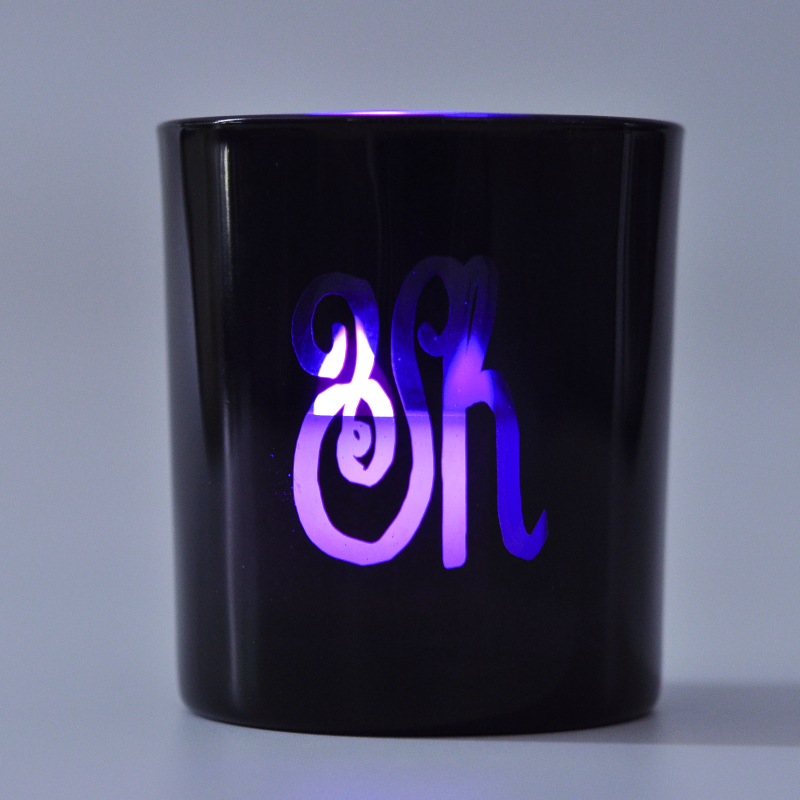 Black Glass Candle Holder
