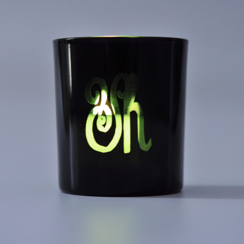 Black Glass Candle Holder