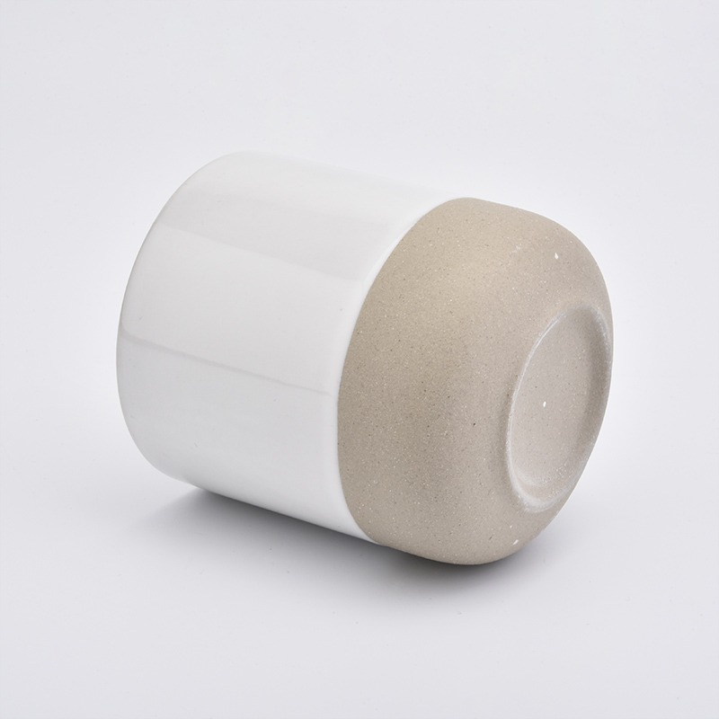 White ceramic candle jar with natural bottom