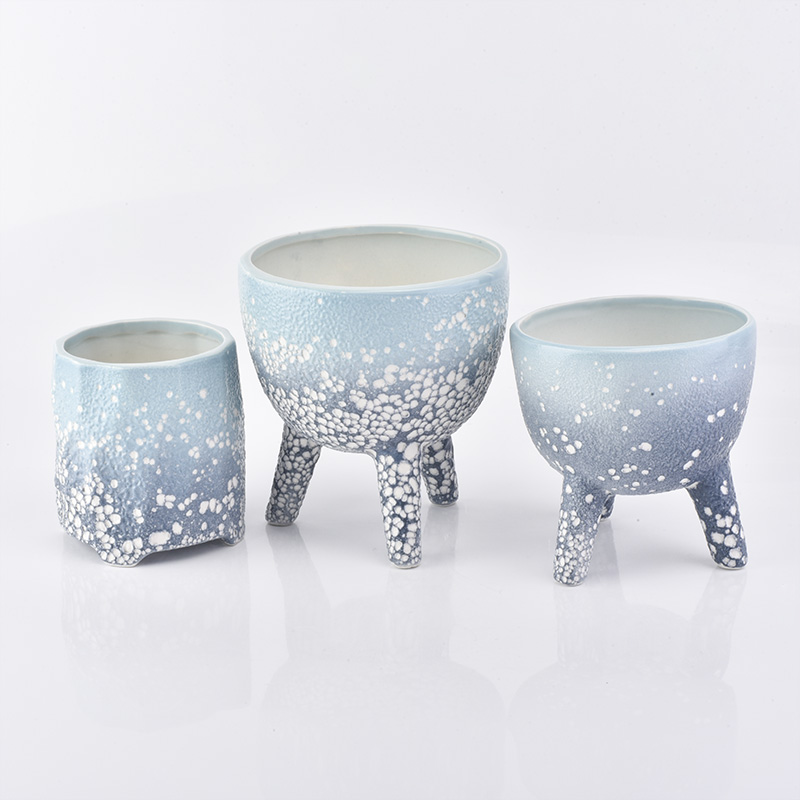 Three Feet Ceramic Candle Vessels