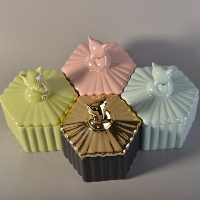 10oz pink ceramic candle vessels with lid