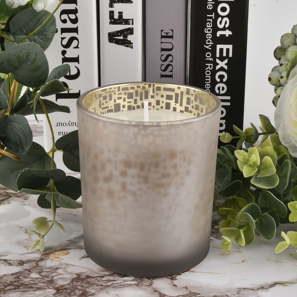 10oz Decorative Empty Glass Candle Jars With Laser Engraved