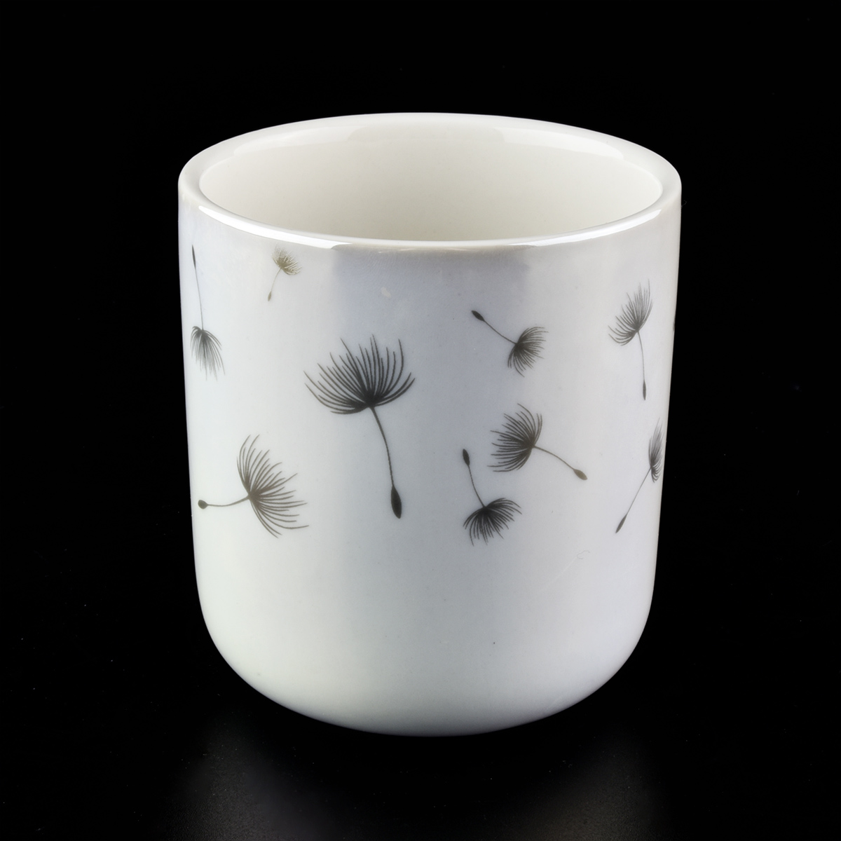 White Ceramic Candle Jars with Decal Printing