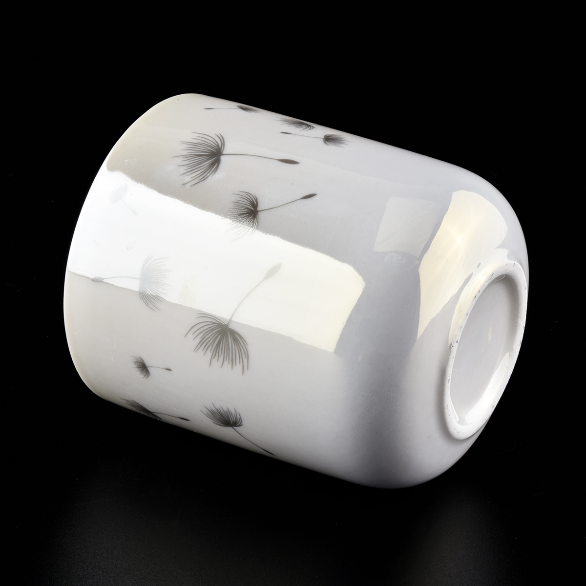 White Ceramic Candle Jars with Decal Printing