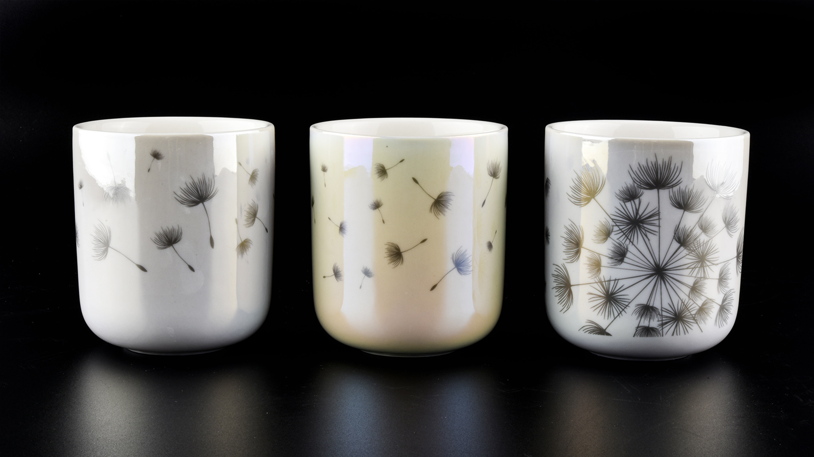 White Ceramic Candle Jars with Decal Printing