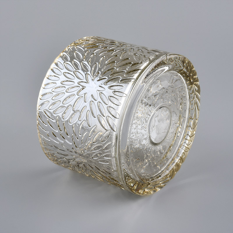 Decorative glass candle jar with lid for candle making