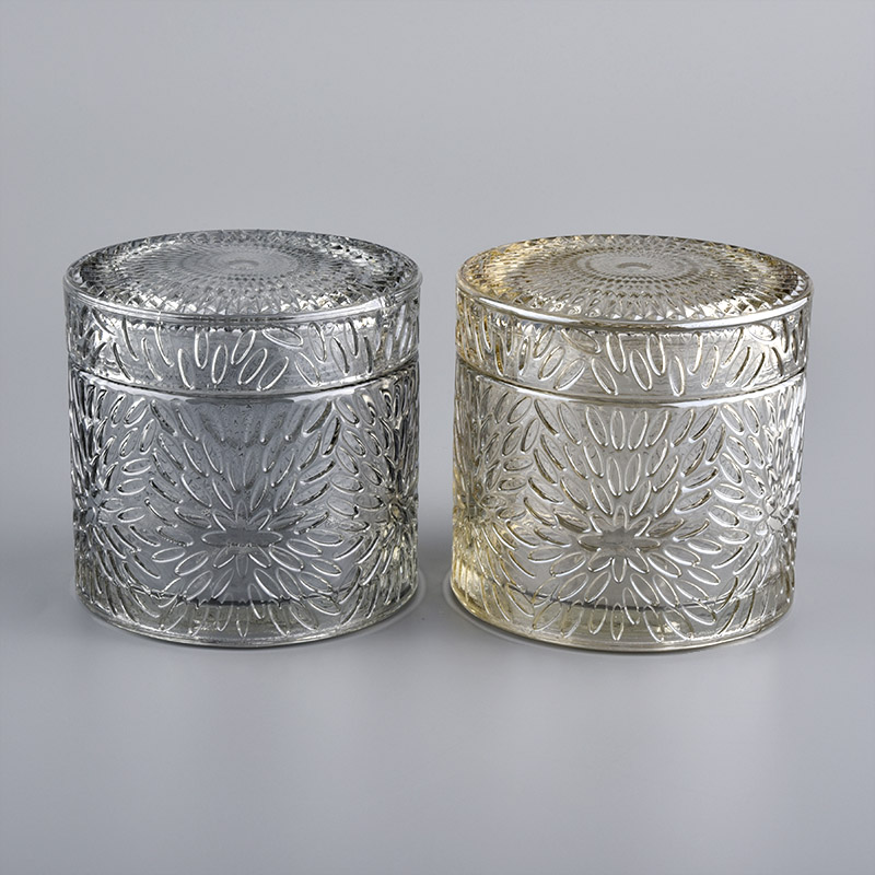 Decorative glass candle jar with lid for candle making