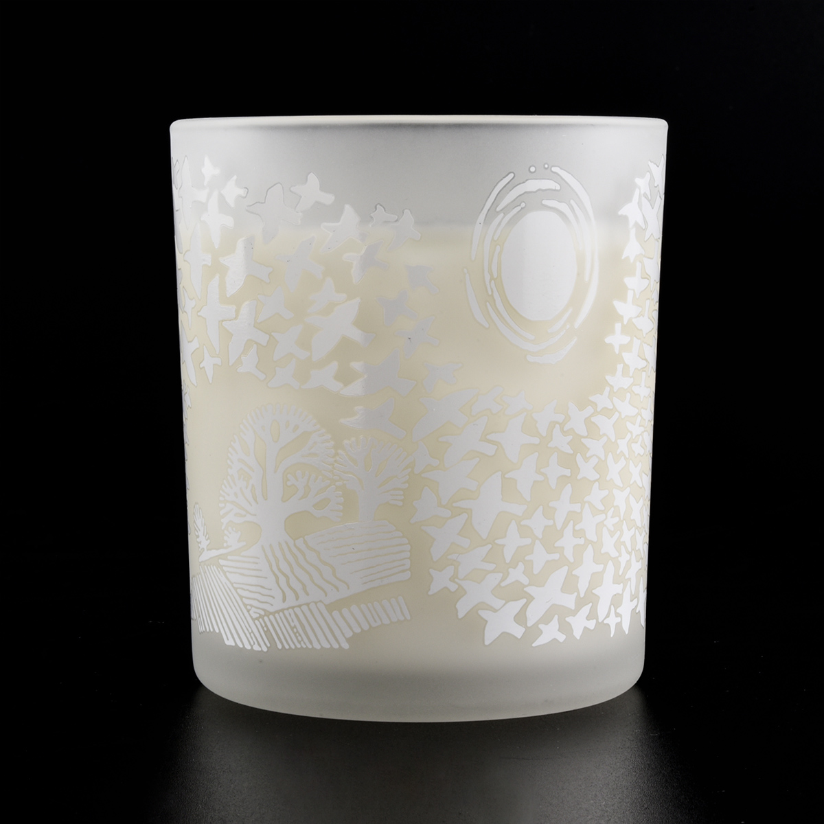 scented soy frosted white glass candle holder