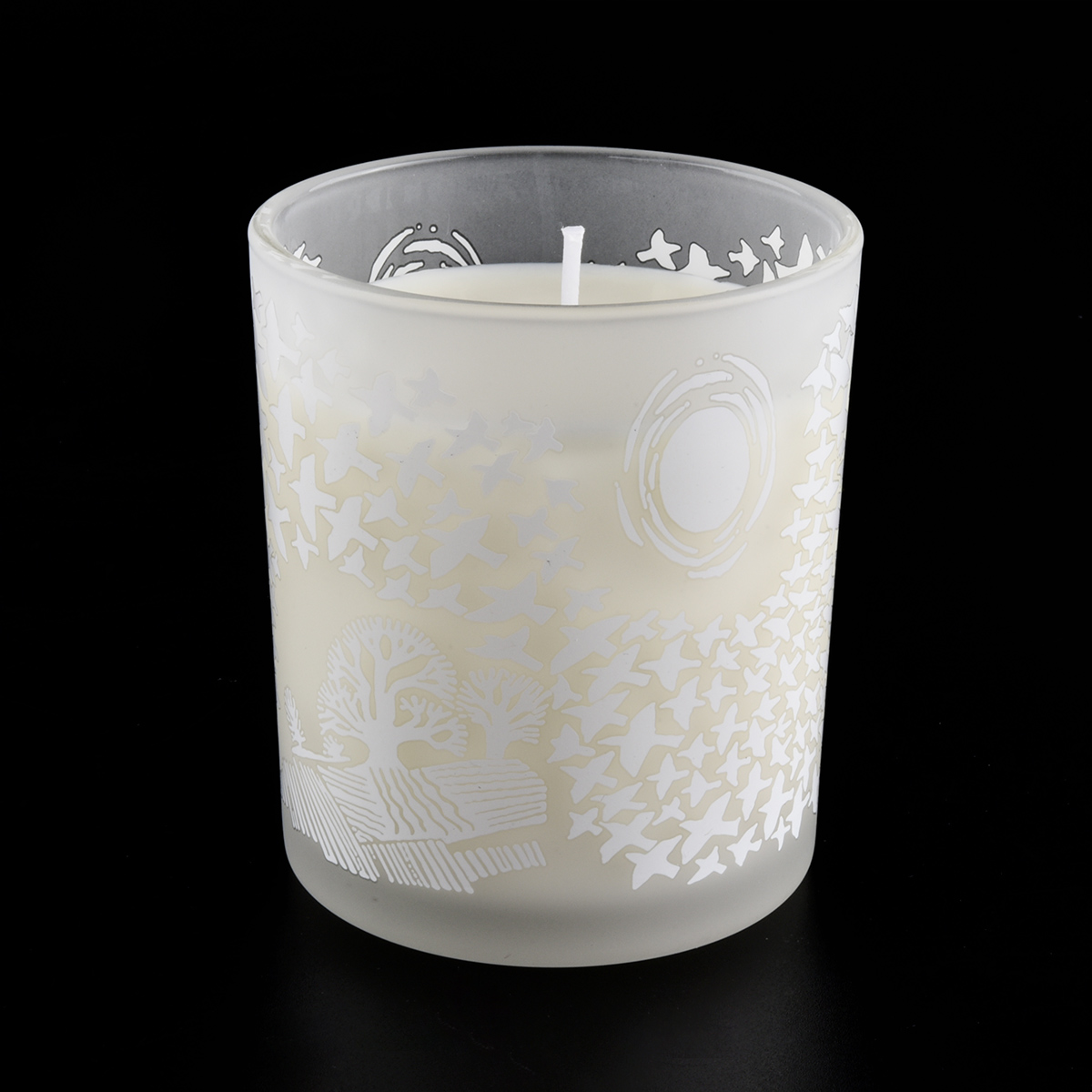 scented soy frosted white glass candle holder