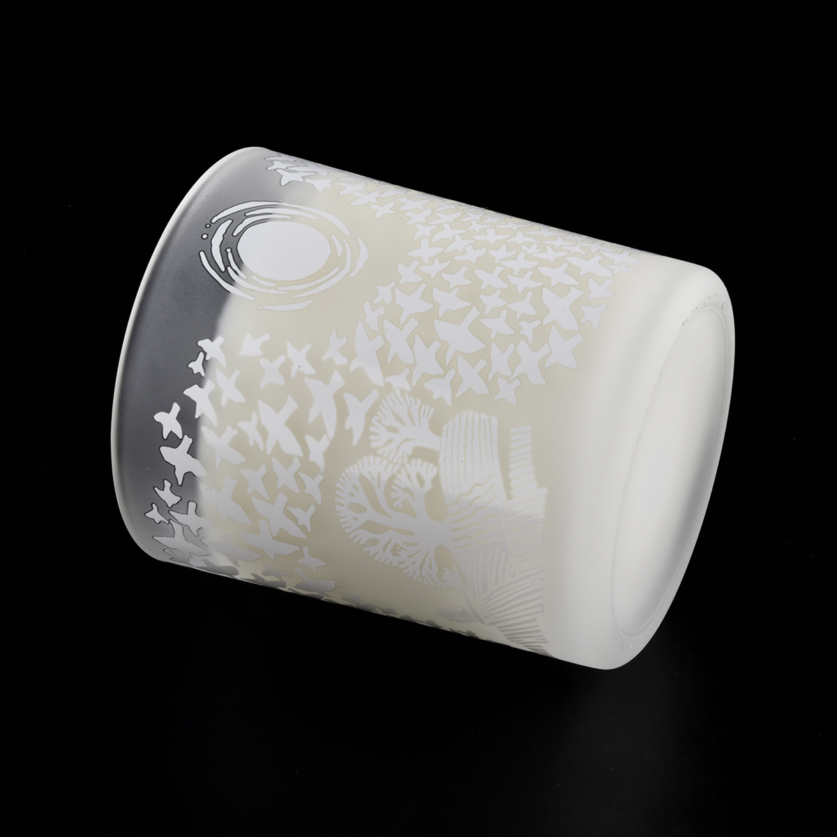 scented soy frosted white glass candle holder