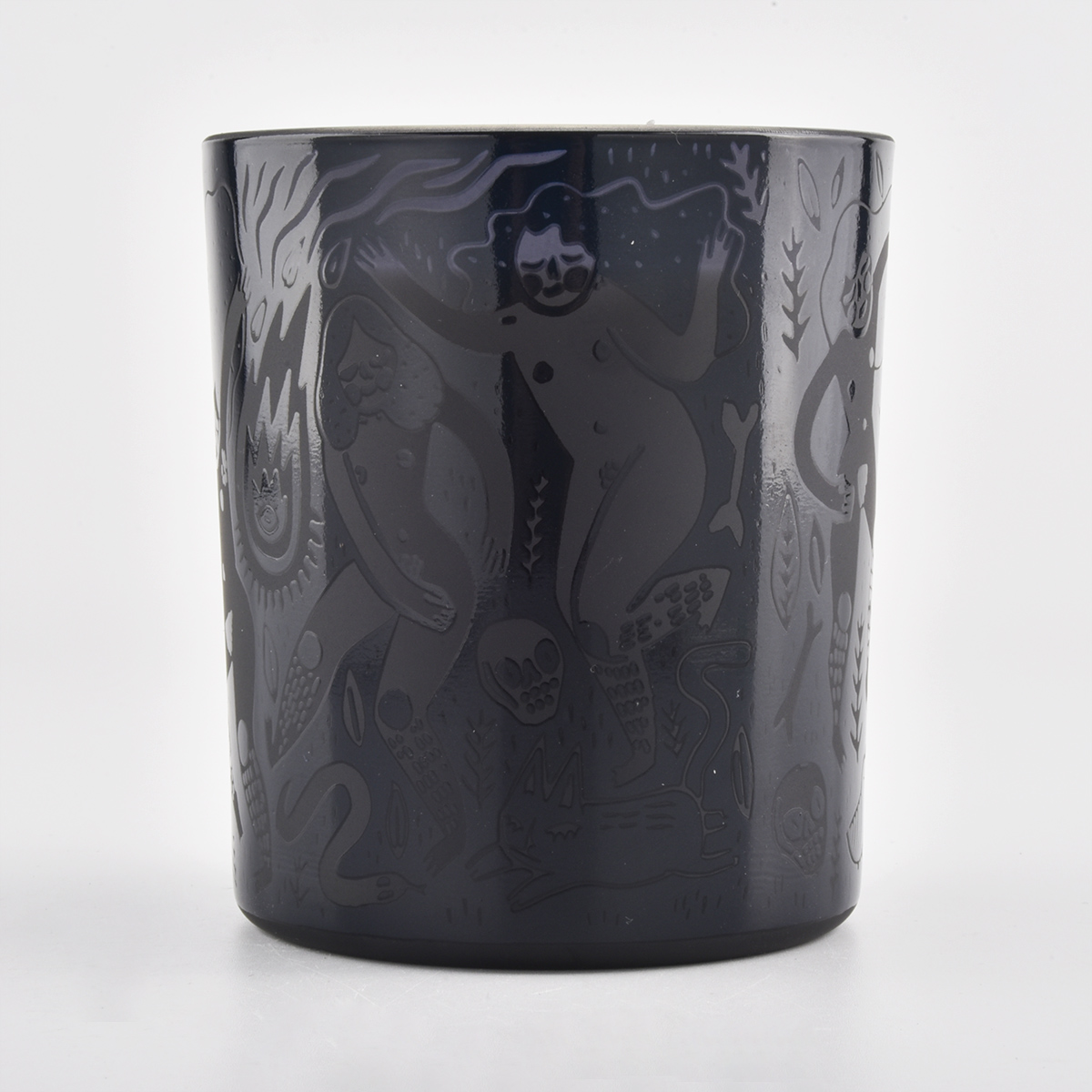 8oz Black Glass Candle Jar With Custom Logo