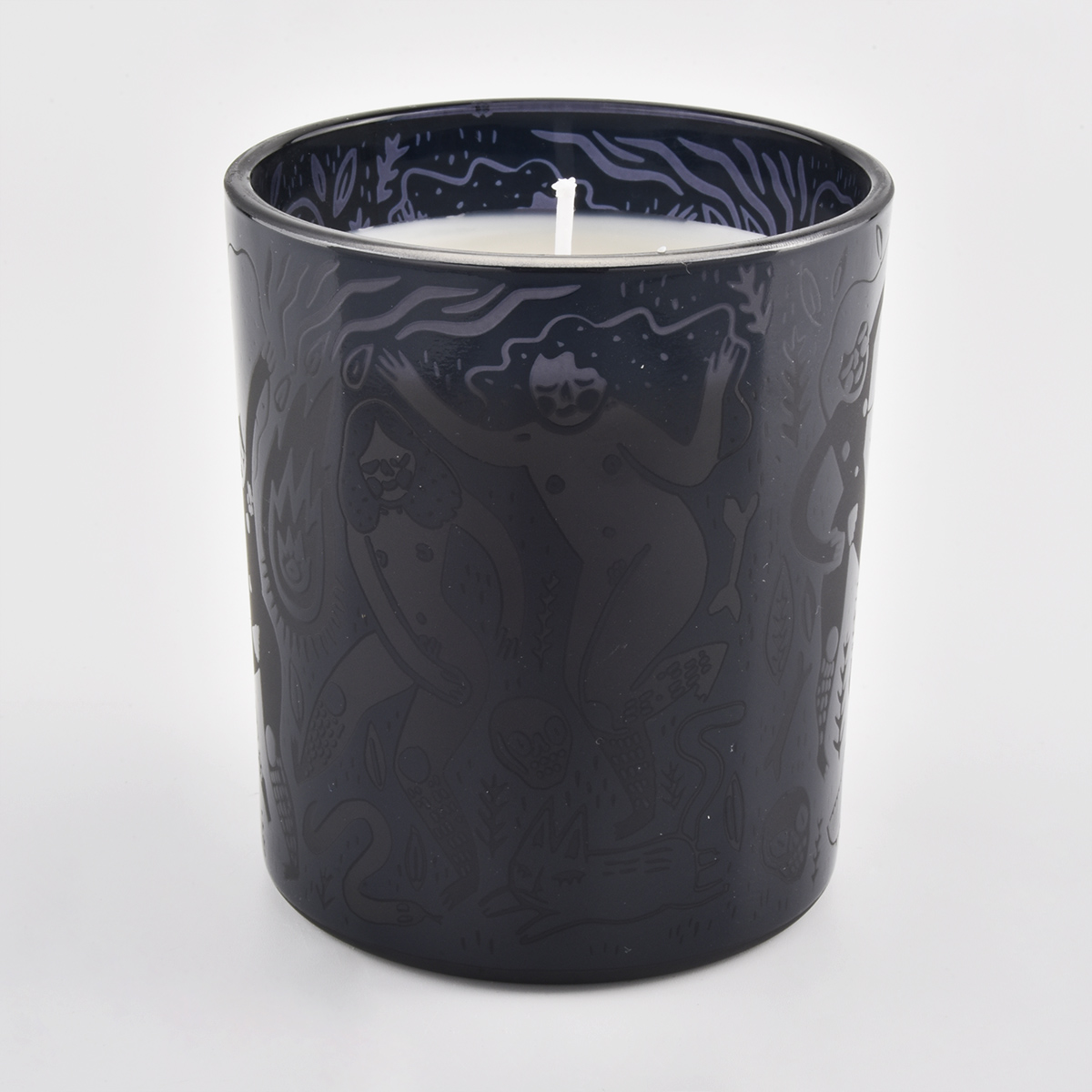 8oz Black Glass Candle Jar With Custom Logo