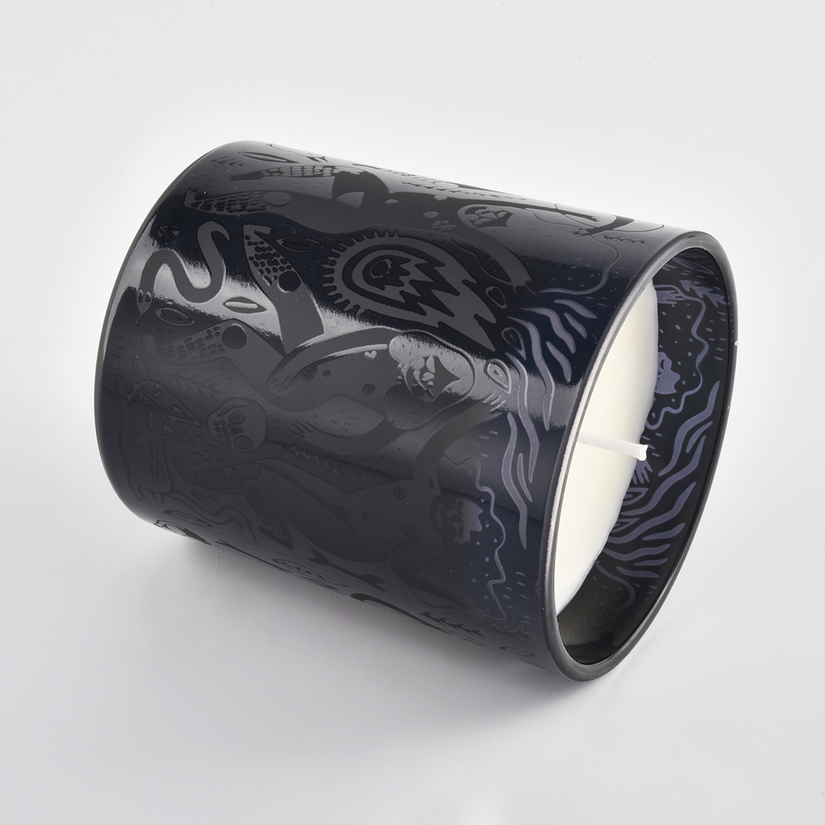 8oz Black Glass Candle Jar With Custom Logo