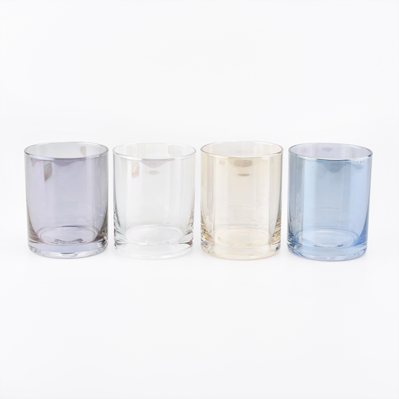 Luxury Cylinder Candle Glass Jar With Ion Plating
