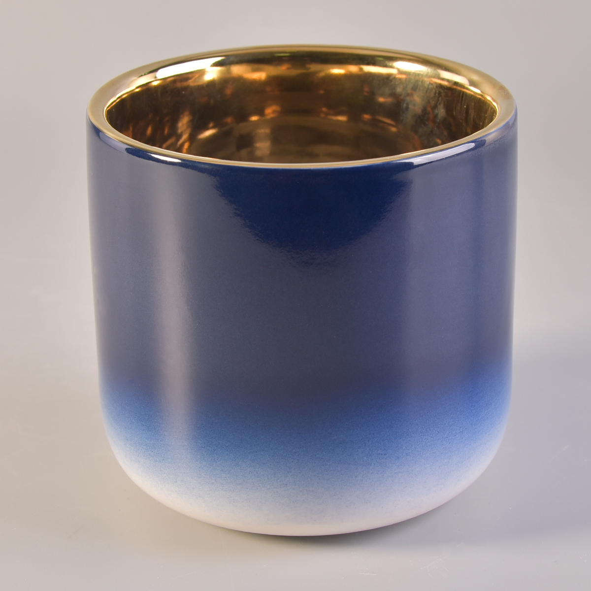Christmas Gradient Blue Candle Ceramic Vessels With Gold Plating