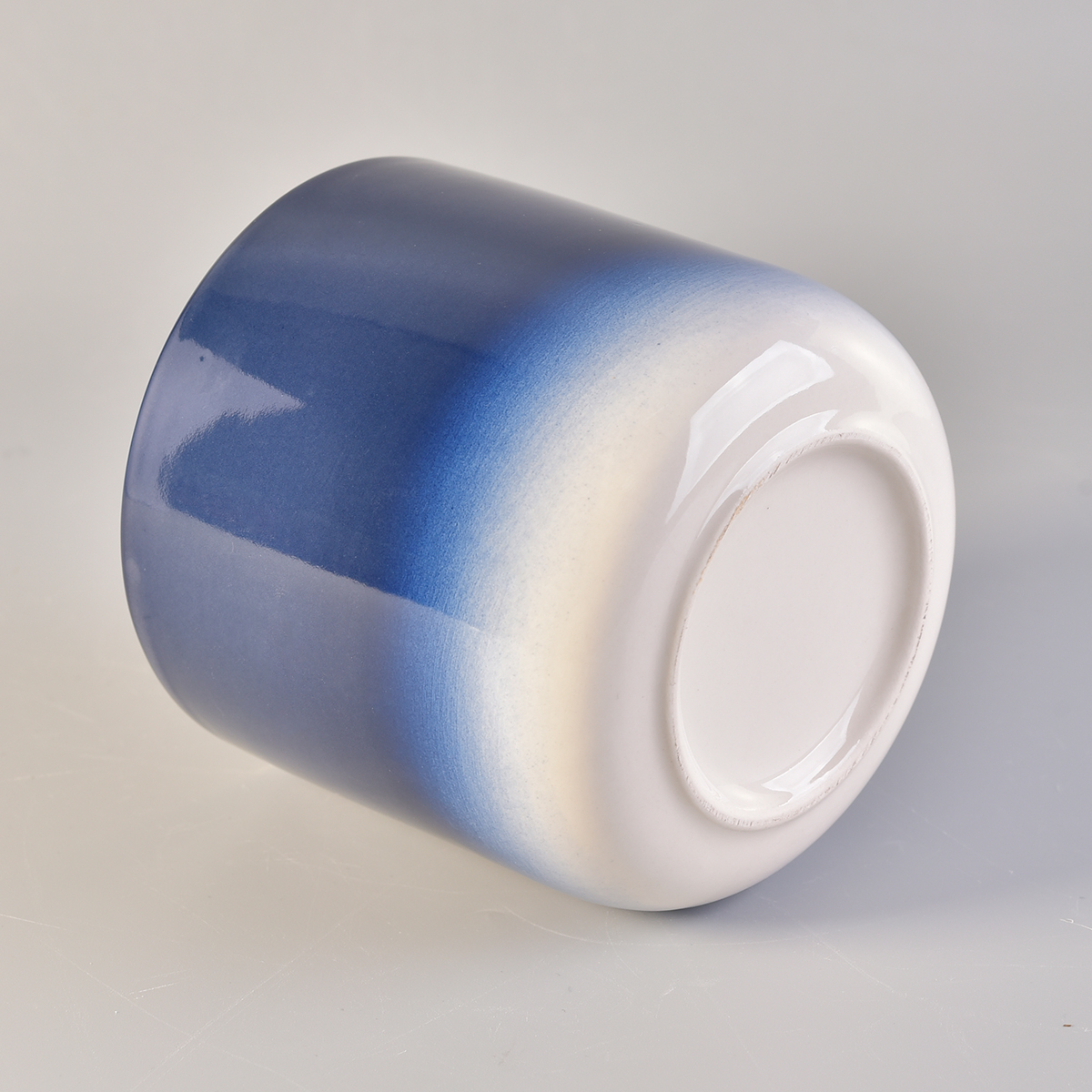 Christmas Gradient Blue Candle Ceramic Vessels With Gold Plating