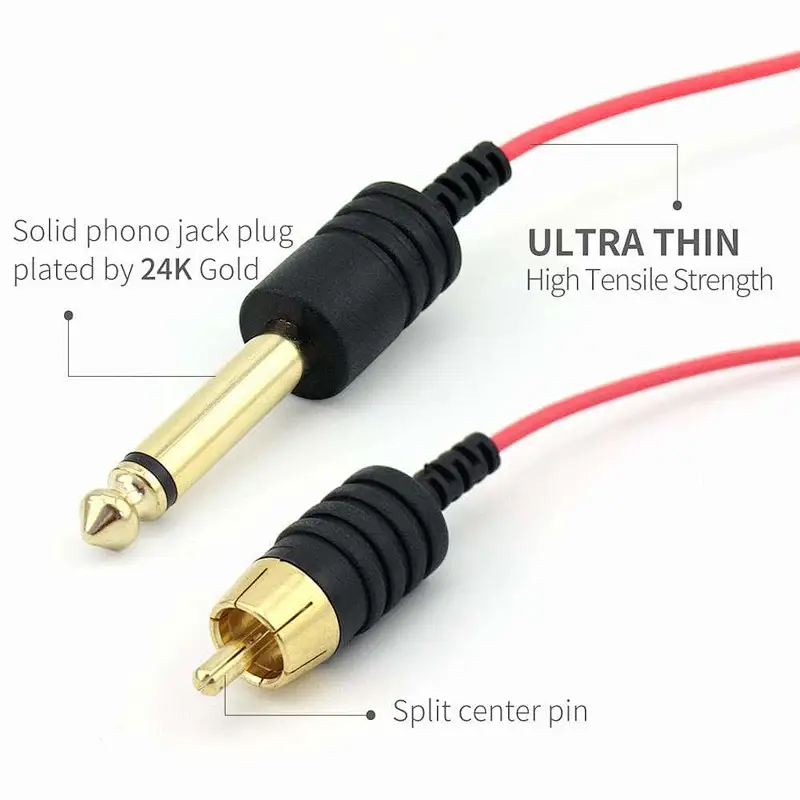 Ultra Slim High Duty Tattoo RCA Cord for Tattoo Artists