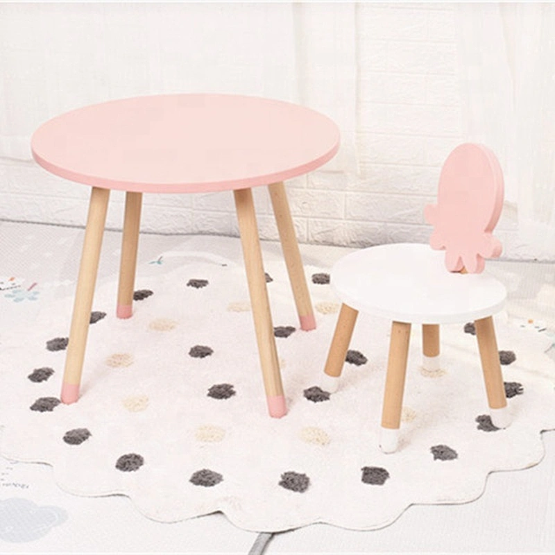 Cartoon Ocean Series Kids Table and Chair Solid Wood Children Desk Set Baby Home Furniture