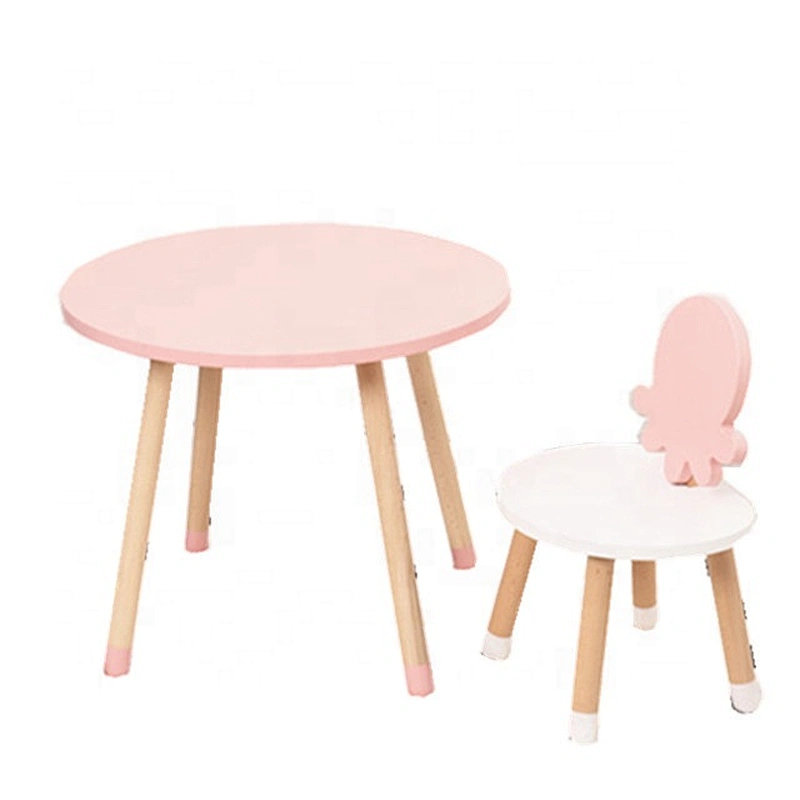 Cartoon Ocean Series Kids Table and Chair Solid Wood Children Desk Set Baby Home Furniture