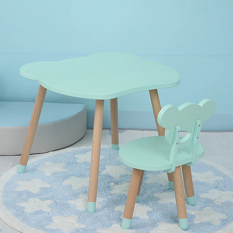 Environmental Kids Table and Chair Set Kindergarten Children Solid Wood Furniture for Baby Room Decoration