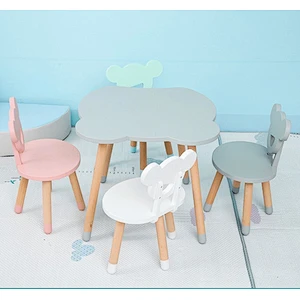 Ins Kids Wooden Table and Chair Set Kindergarten Tables and Chairs for Children Study with Bear Shape