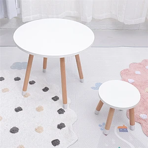 Factory Supply Wooden Kids Table and Chair Set Kindergarten Toddler Round Desk