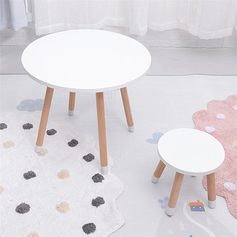 Factory Supply Wooden Kids Table and Chair Set Kindergarten Toddler Round Desk