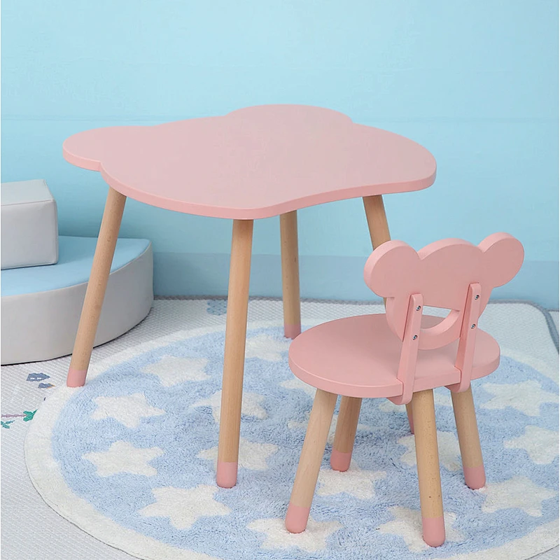 Environmental Kids Table and Chair Set Kindergarten Children Solid Wood Furniture for Baby Room Decoration