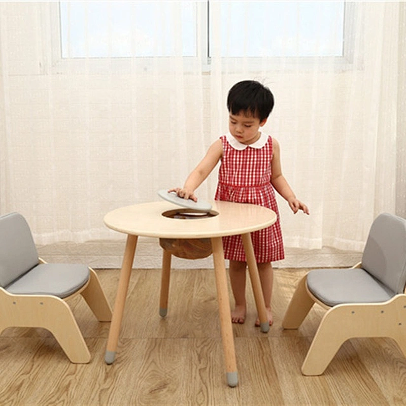 Multi-Function Wooden Kids Toy Table and Chair with a Storage Bins Kindergarten Furniture Set