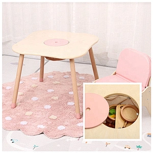 Multi-Function Wooden Kids Toy Table and Chair with a Storage Bins Kindergarten Furniture Set