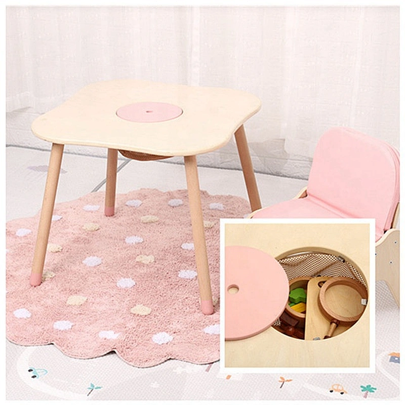 Multi-Function Wooden Kids Toy Table and Chair with a Storage Bins Kindergarten Furniture Set