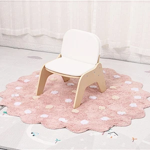 Kindergarten Cute Kids Sofa Chair Children Wooden Leather Cushioned Baby Seat Low Bench