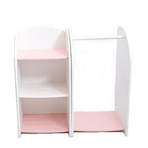Wooden Kids Toy Storage Cabinet and Stand Clothes Hanger for Kindergarten Baby Furniture Storage Cubby Lockers