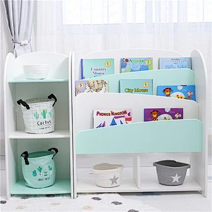 Wholesale Daycare Furniture Children Toy Storage Cabinet and Bookshelf Kids Wooden 3-Tier Bookcase