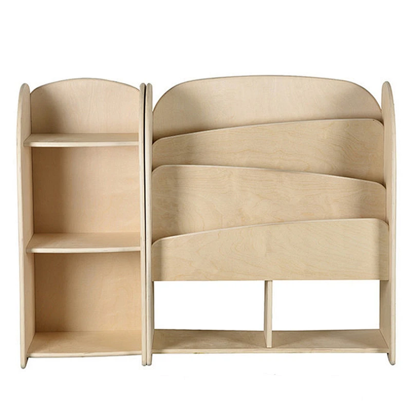 Wholesale Daycare Furniture Children Toy Storage Cabinet and Bookshelf Kids Wooden 3-Tier Bookcase
