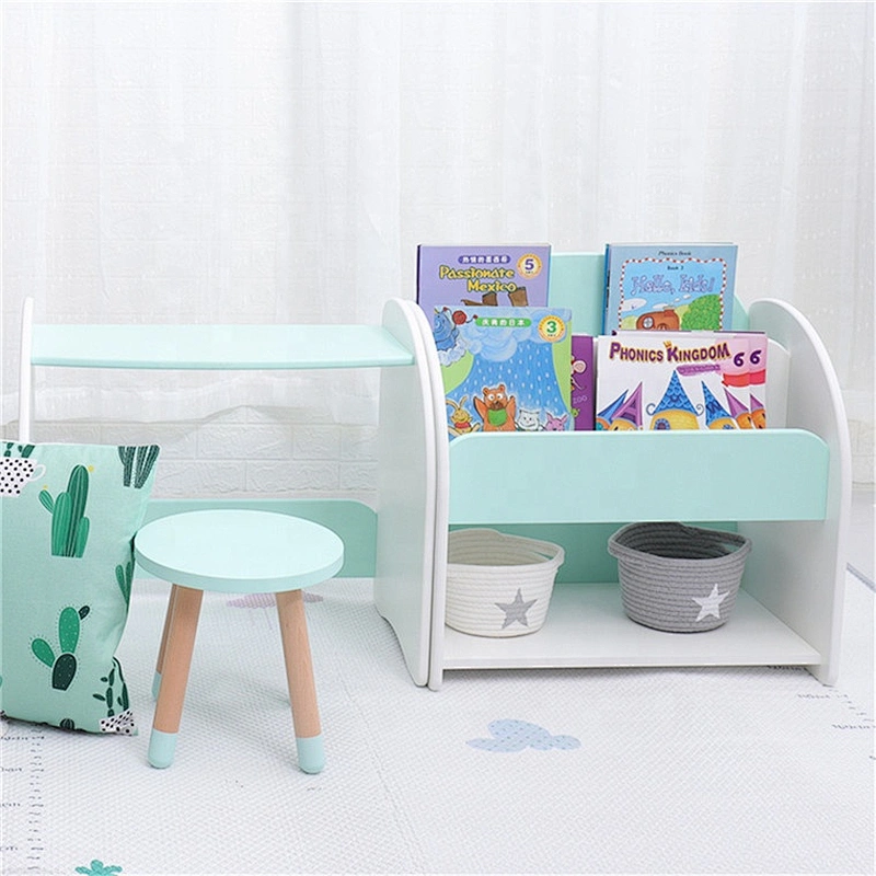 Factory Directly Selling Children Study Room Furniture Shelves for Books Kids Wood Bookcase and Table Set