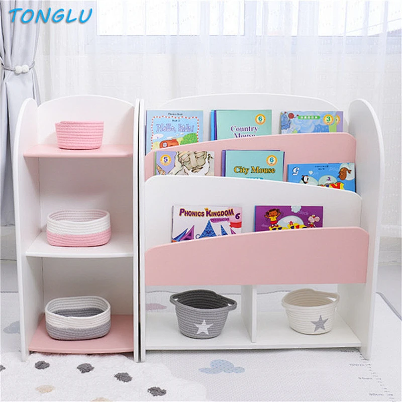 Wholesale Daycare Furniture Children Toy Storage Cabinet and Bookshelf Kids Wooden 3-Tier Bookcase