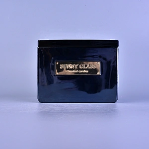 Sunny luxury square scented glass candle jar with lid home decoration
