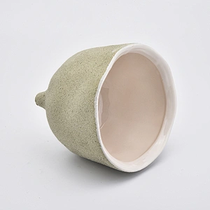 light green ceramic vessel for candles, matte ceramic jar