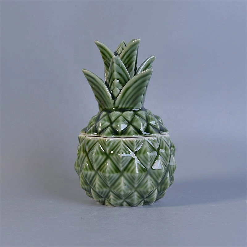 Pineapple-shape ceramic votive candle vessel luxury candle holder with lid home decor wholesale