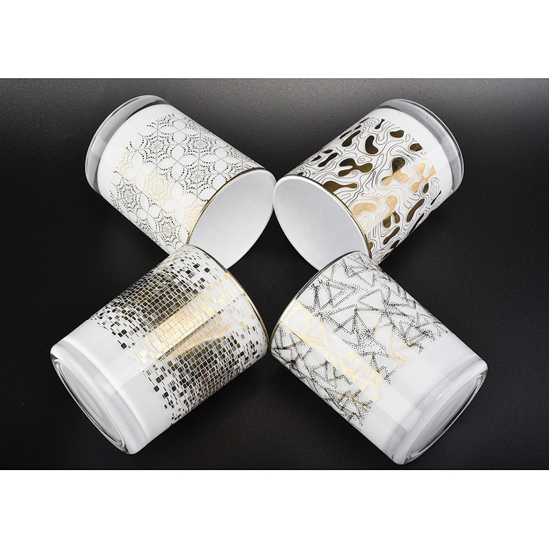 straight glass candle jars with white sprayed inside
