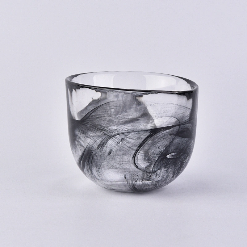Unique black glass candle vessel glass holder for candle wedding centerpieces