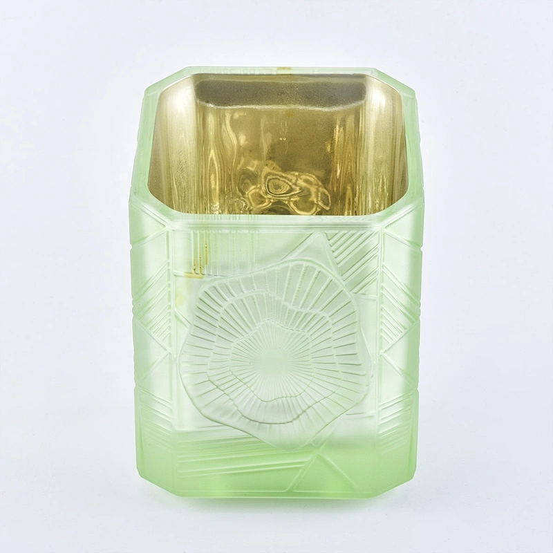 Sunny Wholesales custom green square Glass candle jar 10oz 12oz