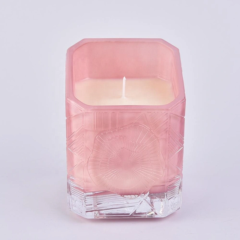 Custom Trapezoid pink tealight candle glass holder