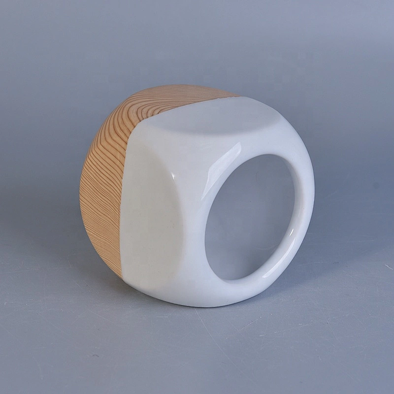 Mini empty ceramic candle jar square candle holder home decor