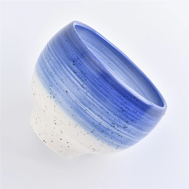 Sunny Glassware design blue color ceramic candle jars ceramic candle containers